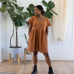 Orange Flutter Sleeve V-Neck Mini Sundress